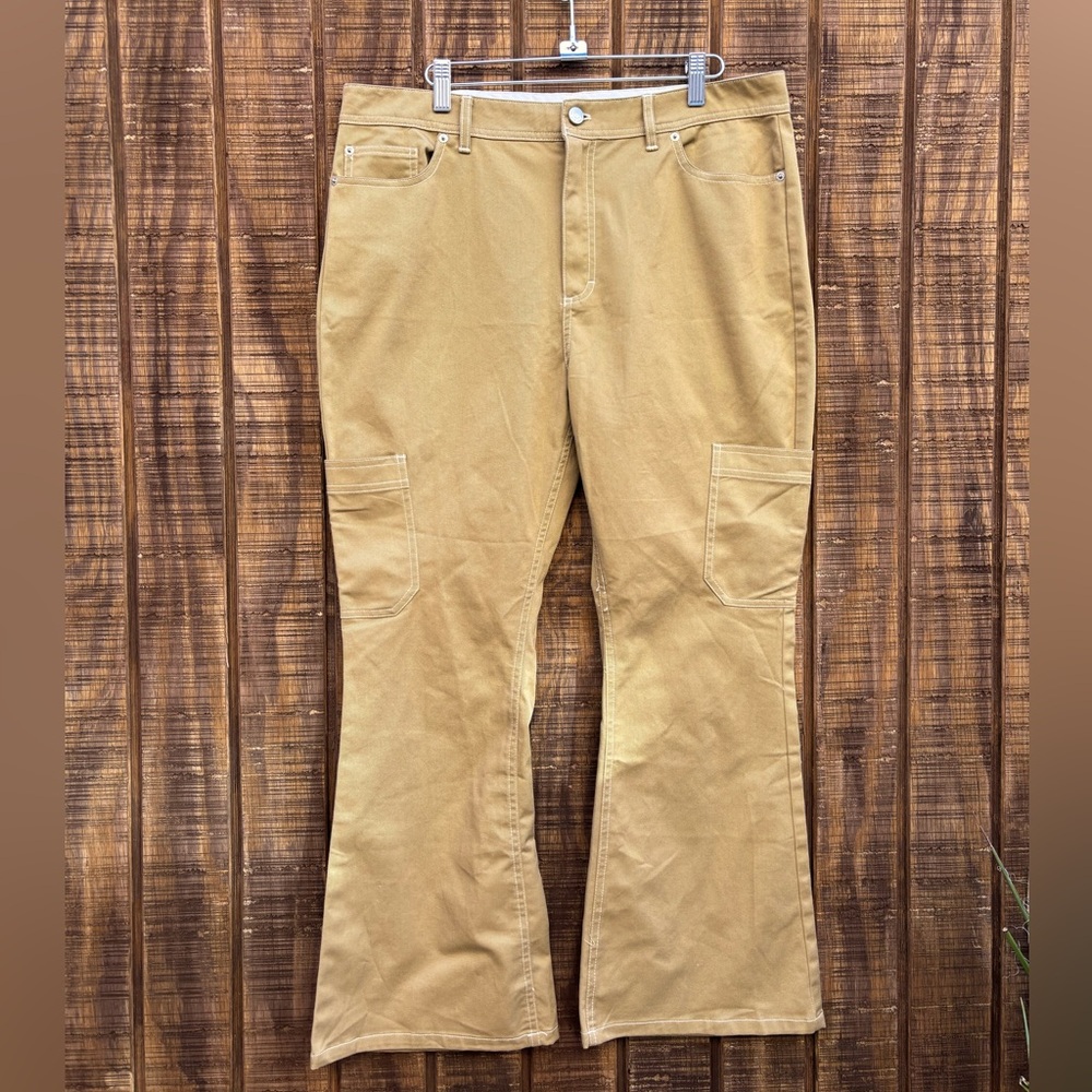 BDG Khaki Carpenter Flare Wide Leg Pants